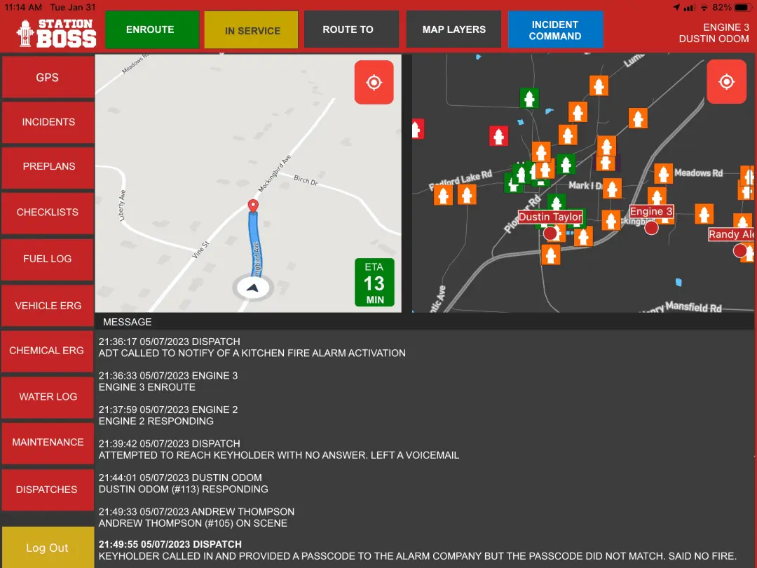 Incident Routing by Station Boss Fire Department Software